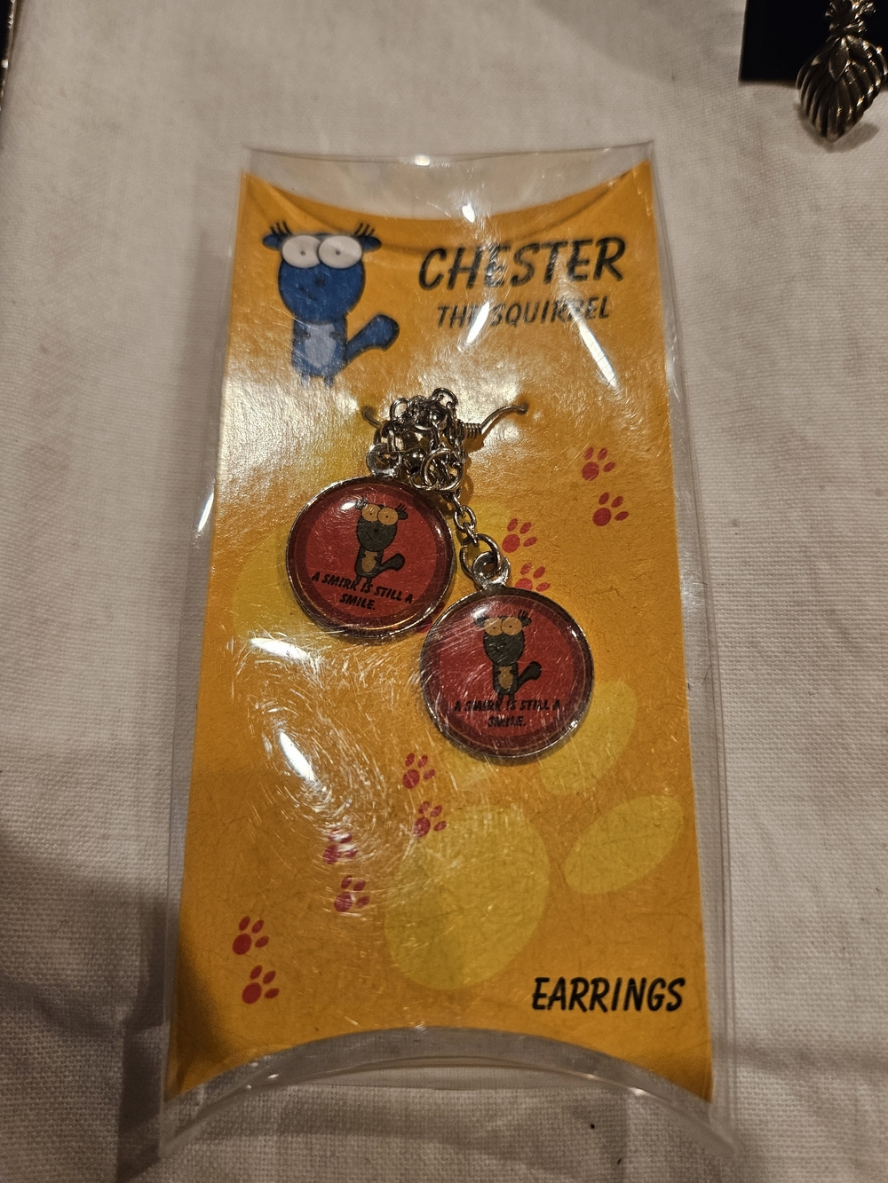 CHESTER the Squirrel Red Charm Earrings